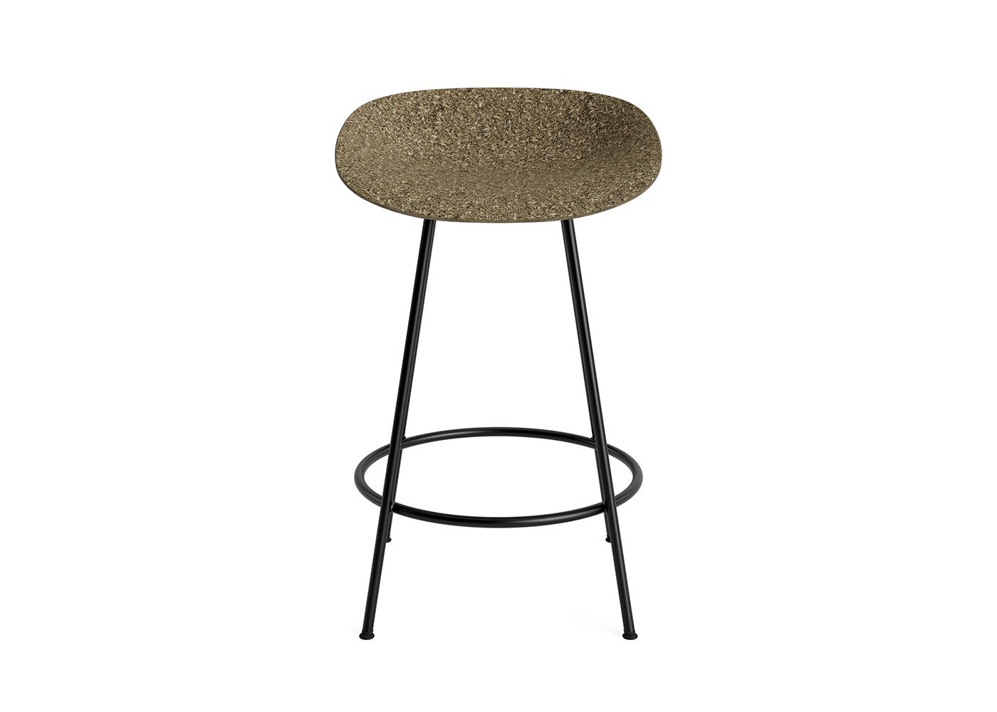 Normann Copenhagen Mat Barstool 65cm Black Steel Base in Seaweed