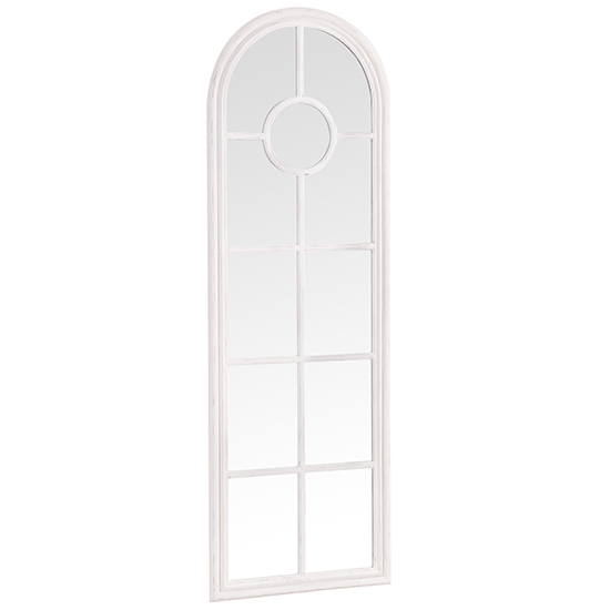 Moncton Narrow Arched Bedroom Mirror In Distressed White