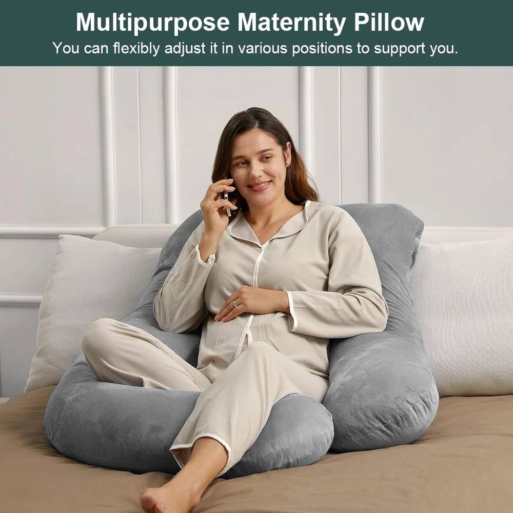 SPETLEK G Shaped Soft Cushion Maternity Support light grey
