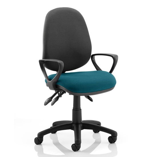 Luna III Office Chair With Maringa Teal Seat Loop Arms