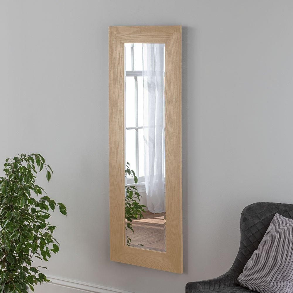 Yearn Mirrors Oak Effect Framed wall mirror 131.5x47.5cm in Natural