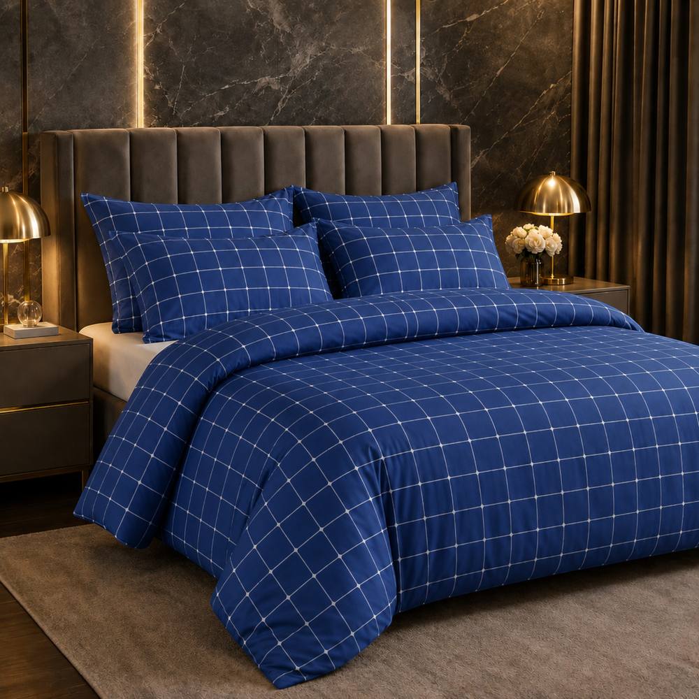 Grace Double Brushed Double Duvet Cover Supersoft with Zipper Closure in Blue