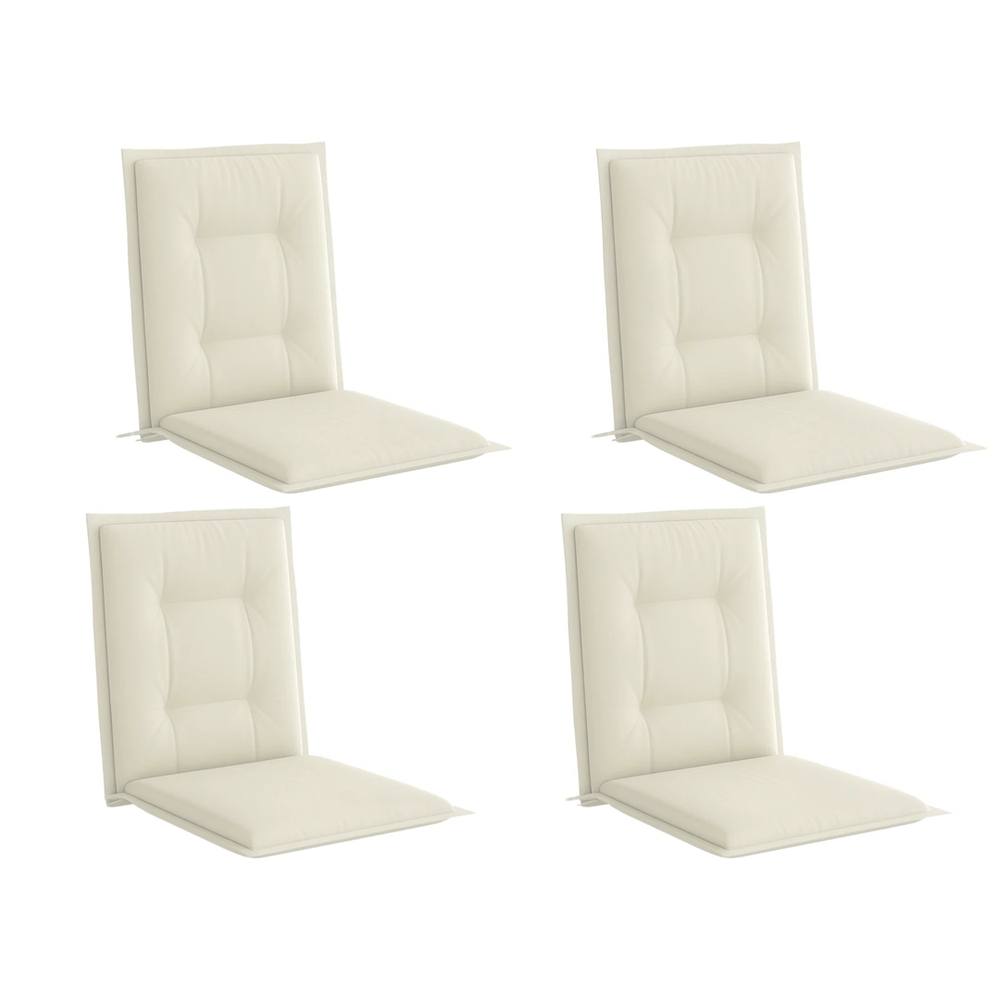 Nordara Set of 4 Garden Chair Cushions, Outdoor Seat Pads, White in Warm White
