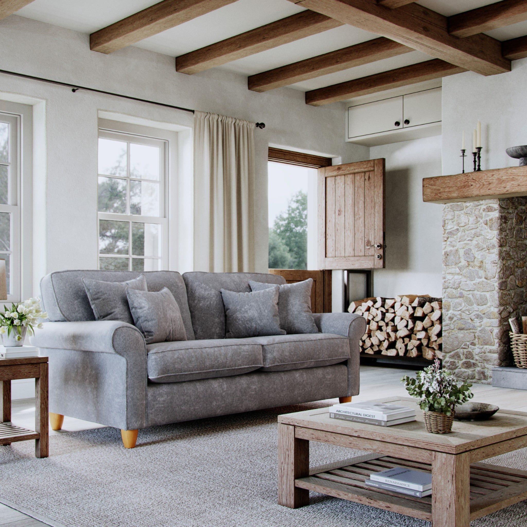 The Great Sofa Company Flora Medium Sofa Glory Anthracite in Mid Grey