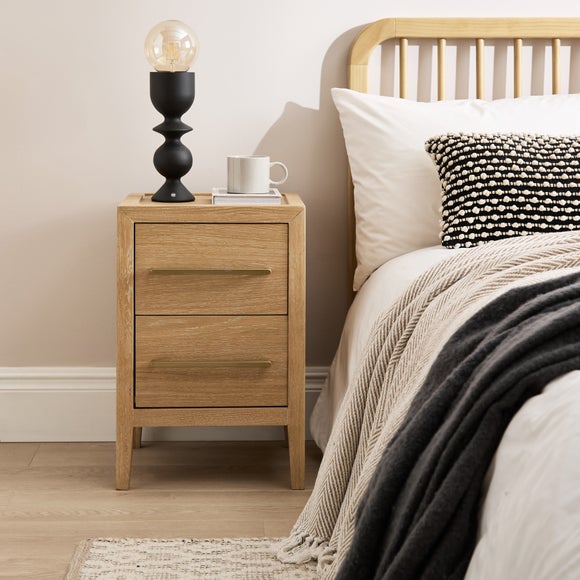 Holden 2 Drawer Bedside Table, Oak