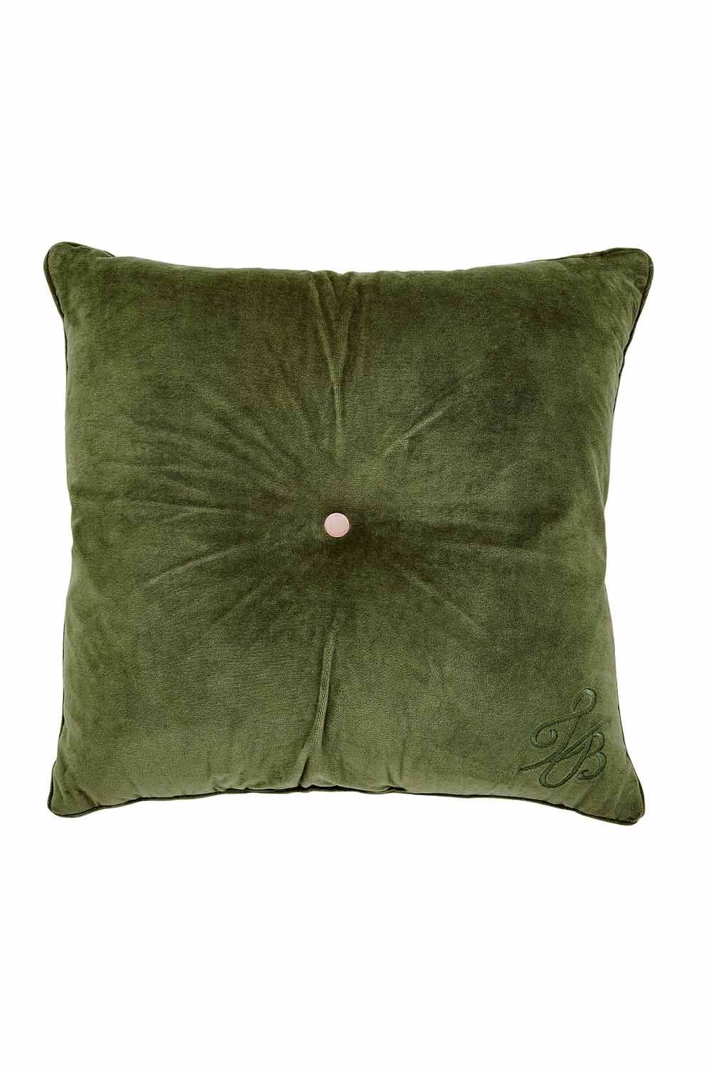 Ted Baker 'TB Branded' Cotton Velvet Button Cushion in Green