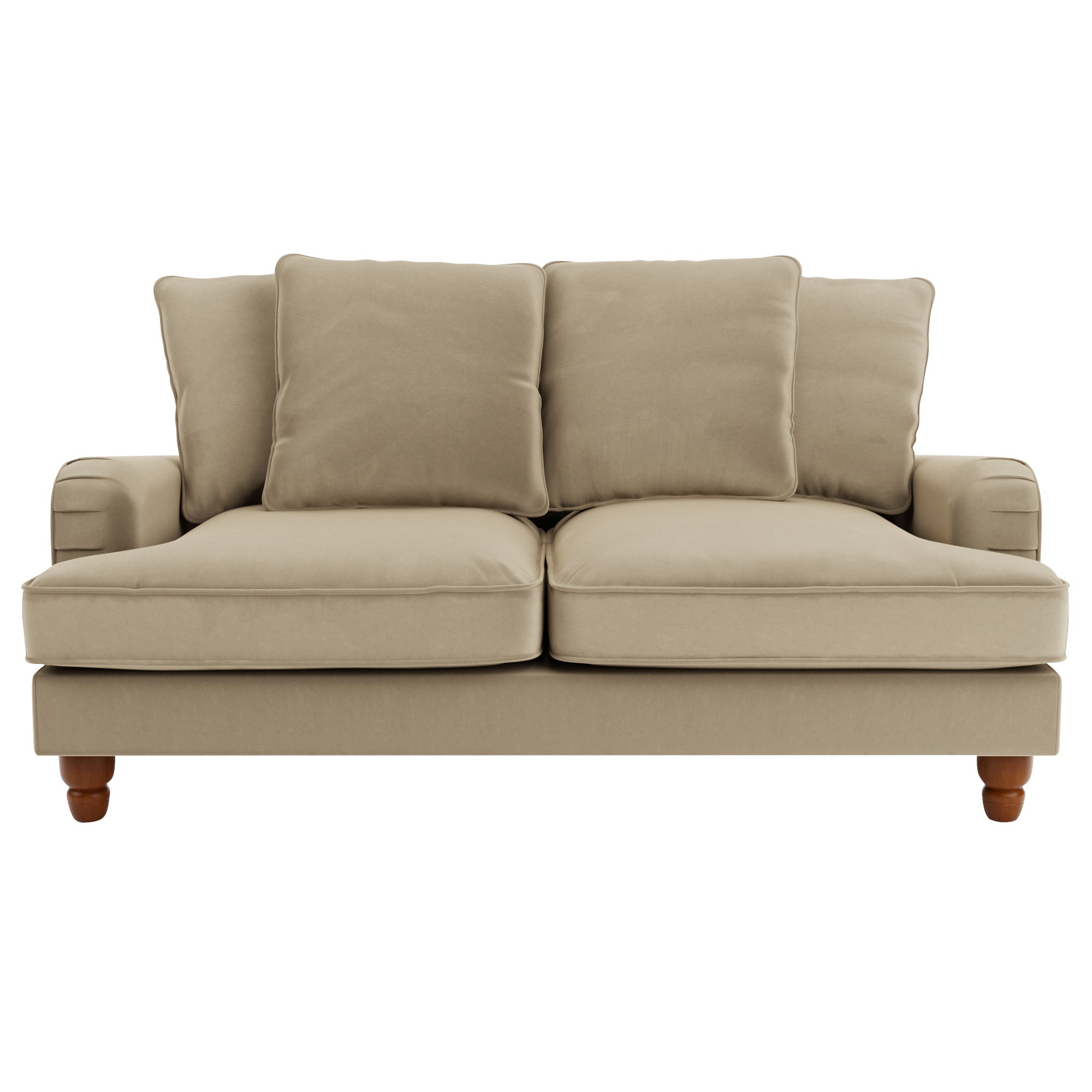Beatrice Velvet Scatter Back 2 Seater Sofa Brown