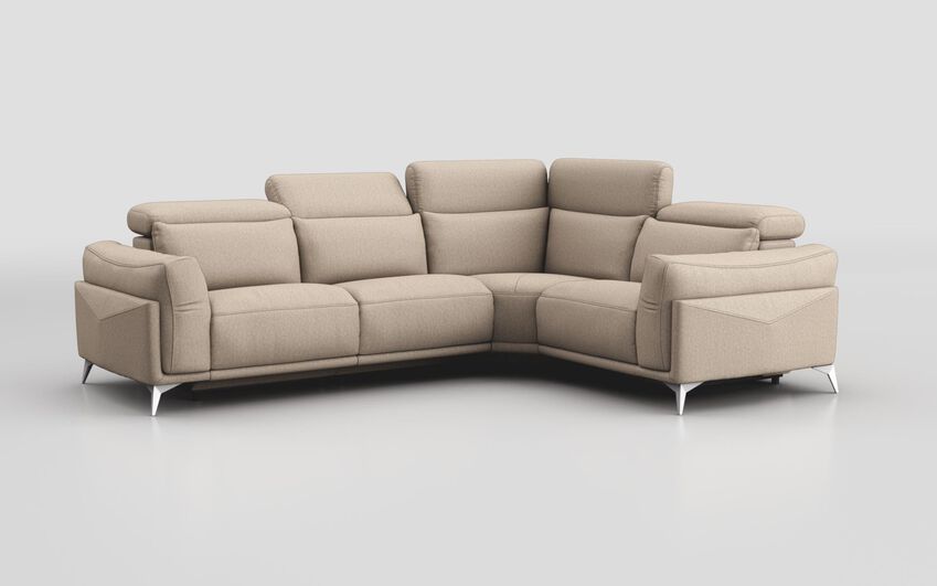 Cream Fabric Gattolino 2 Corner 1 Static Sofa with Manual Head Tilt