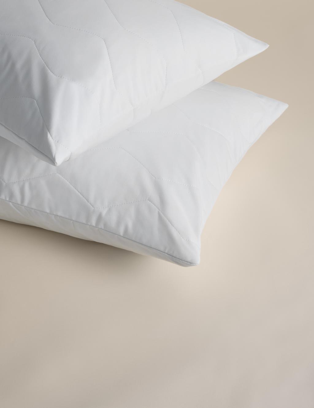 M&S 2 Pack Pure Cotton Quilted Pillow Protectors White
