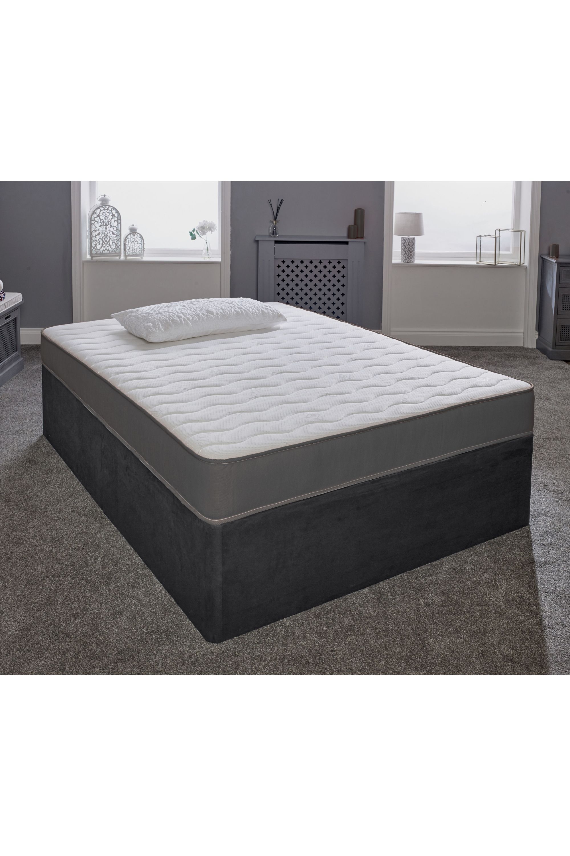 eXtreme Comfort Ltd Cooltouch Essentials Wave Grey Border Quilted Hybrid Spring Mattress