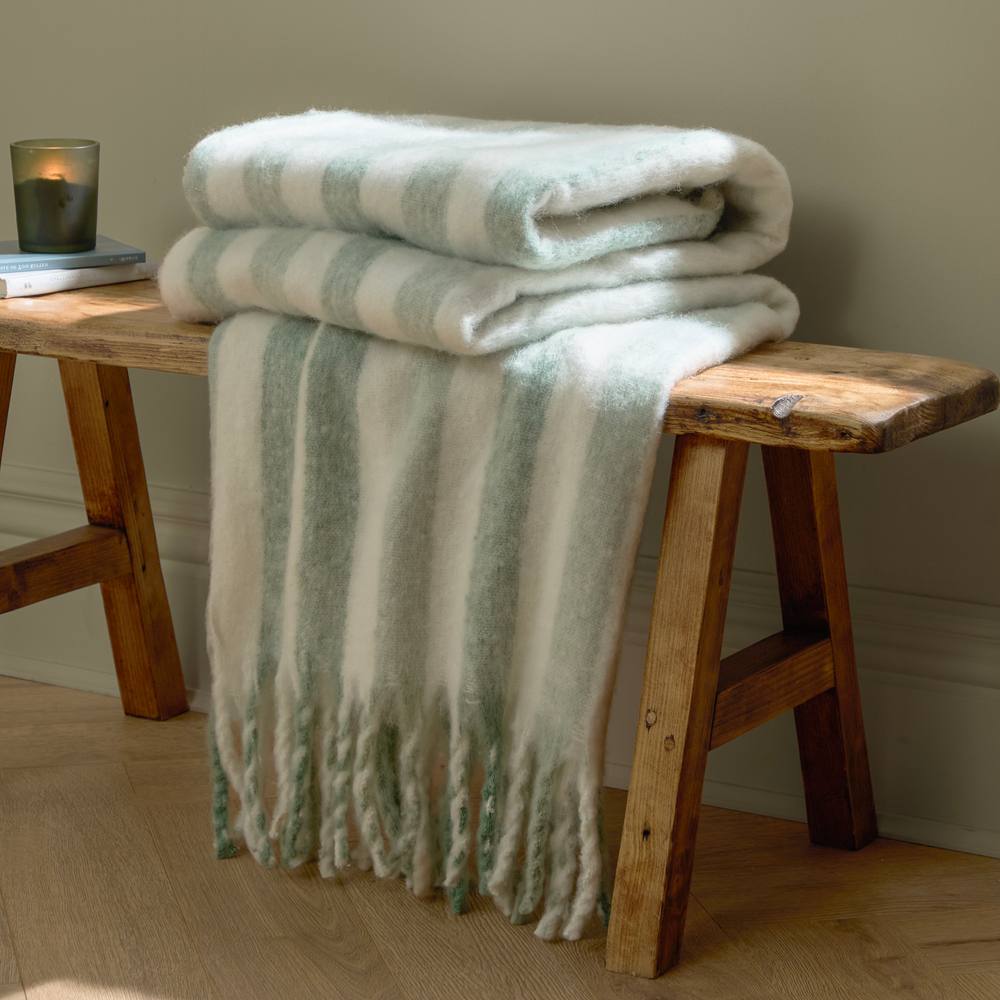 Wylder Beechwood 100% Cotton Woven Stripe Throw in Green