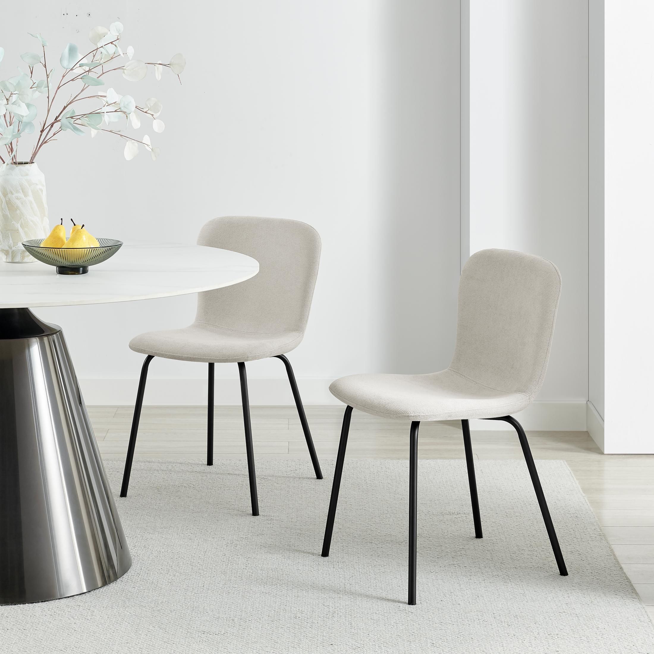 FurnitureboxUK 2 x Asti Cream Linen Effect Dining Chairs
