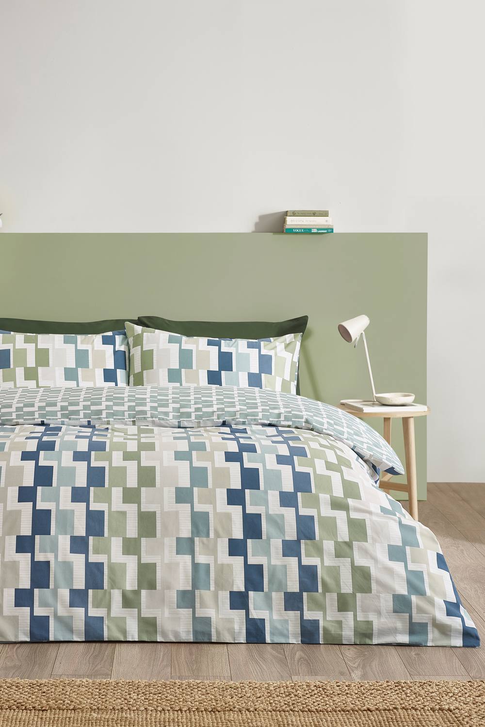 Catherine Lansfield 'Bryson Geo' Reversible Duvet Cover Set in Blue