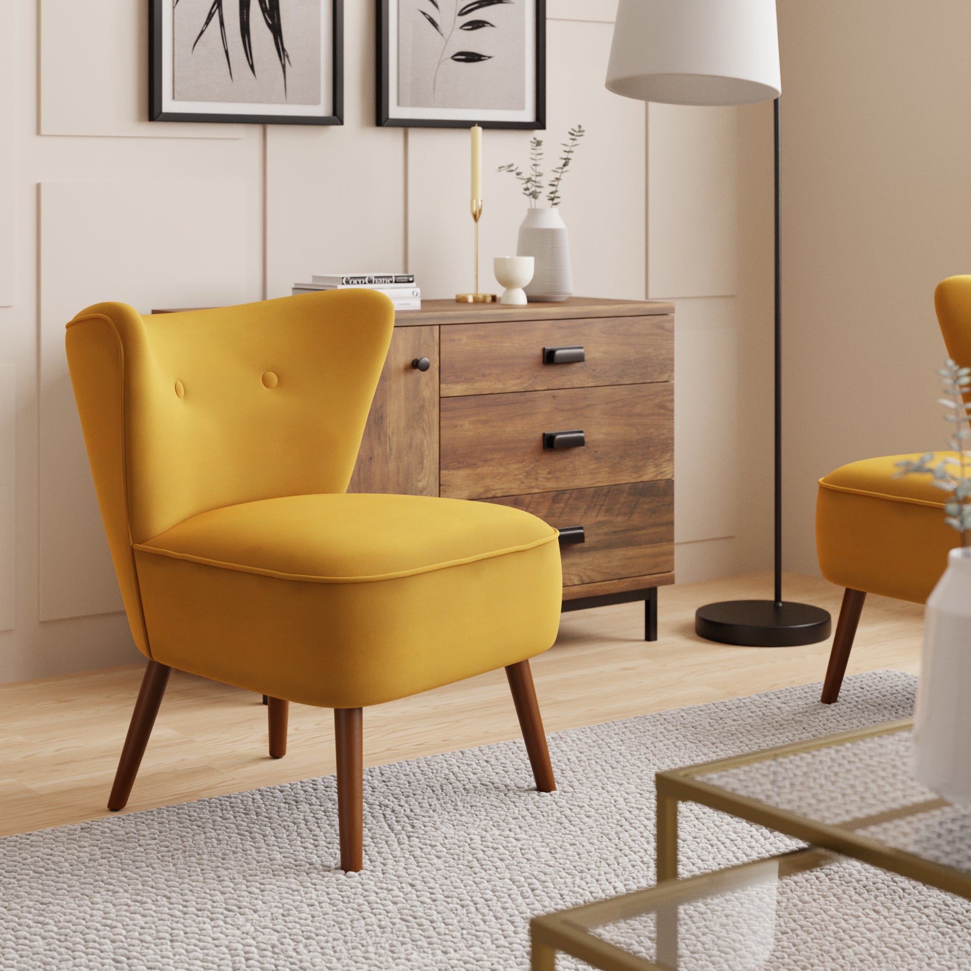 Eliza Velvet Chair Old Gold