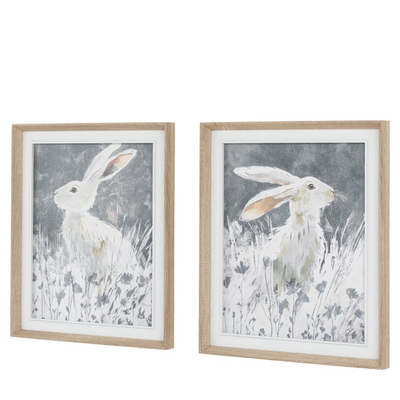 Cedar and Sage Set of 2 Botanical Hares Framed Canvases 5