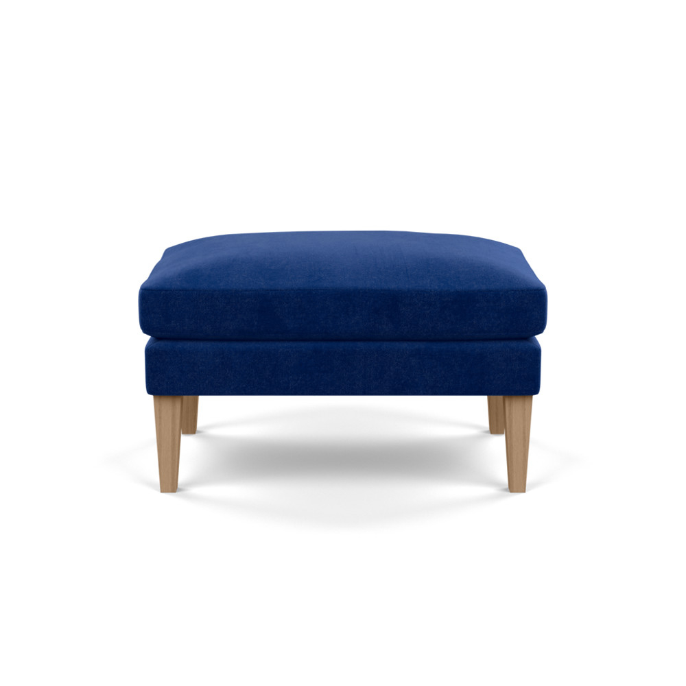 Heal's Wallis Ottoman Smart Luxe Velvet Azure Tinted Ash Feet