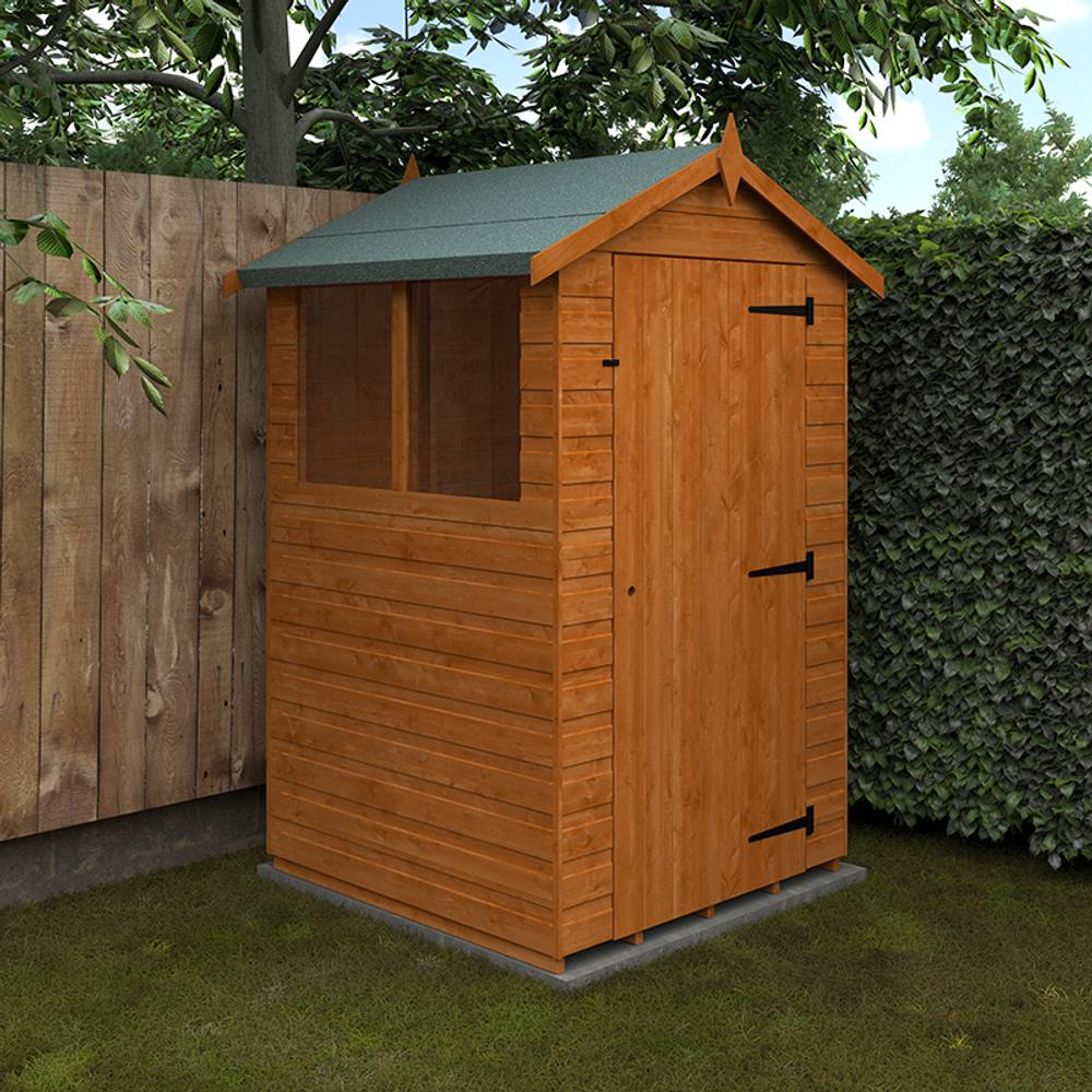Buttercup Farm 4 x 4 Feet Super Apex 12mm Shed - Solid Wood/Softwood/Pine in Burnt Orange 2