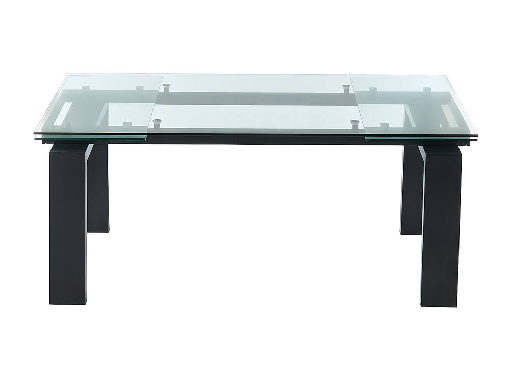 Vente-unique Extendable Dining Table - Tempered Glass & Metal - Black - 8 To 10 in Clear