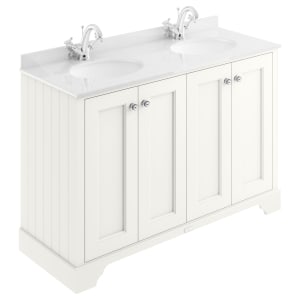Bayswater Victrion Pointing White Traditional Freestanding Vanity Unit & White Marble Top Basin - 1200mm