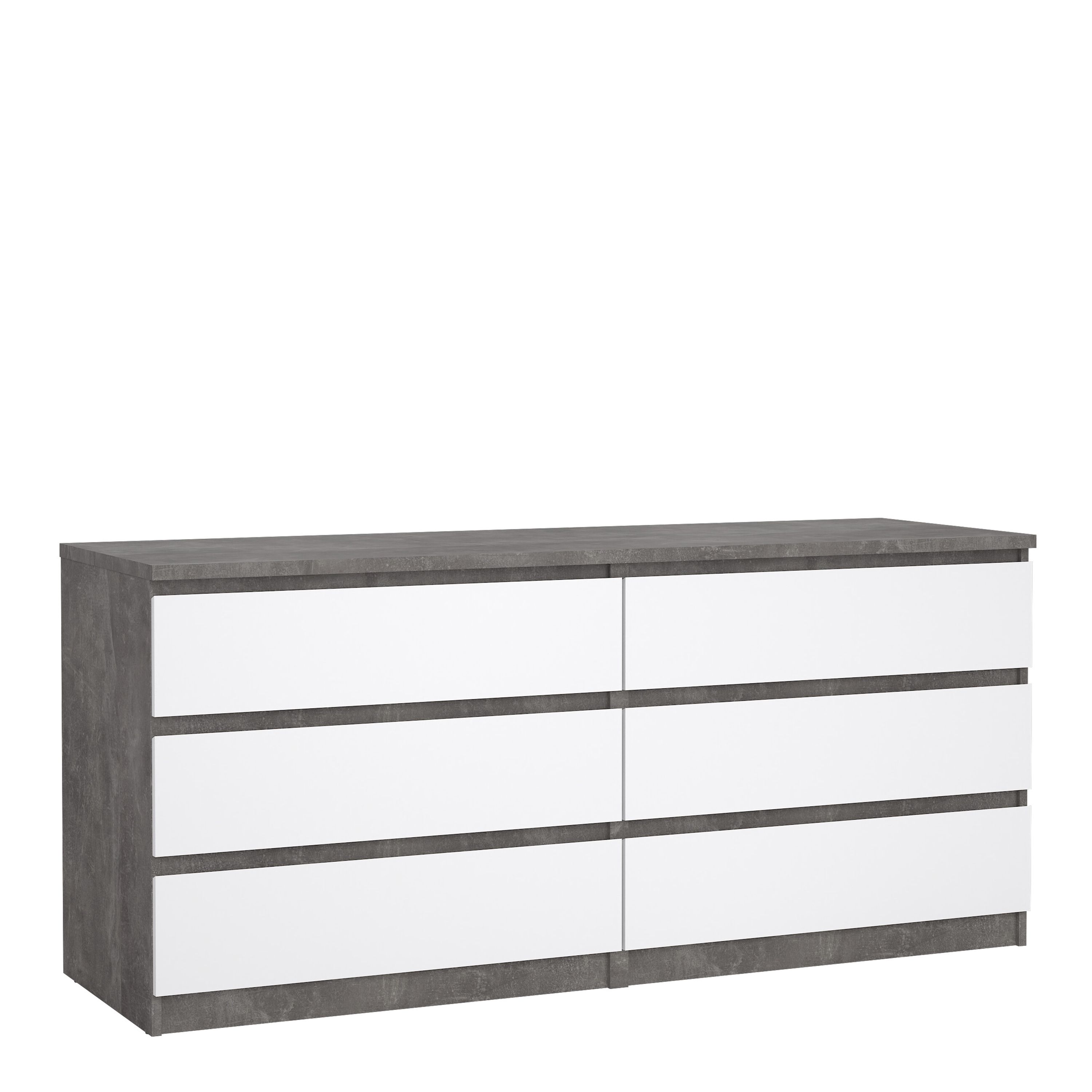 Furniture To Go Naia Wide Chest of 6 Drawers (3+3) in Grey