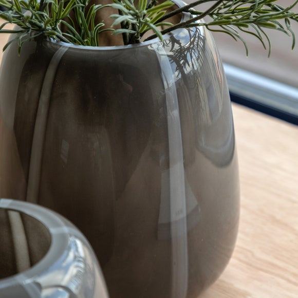 Cedar & Sage Claro Taupe Stripe Glass Vase 2