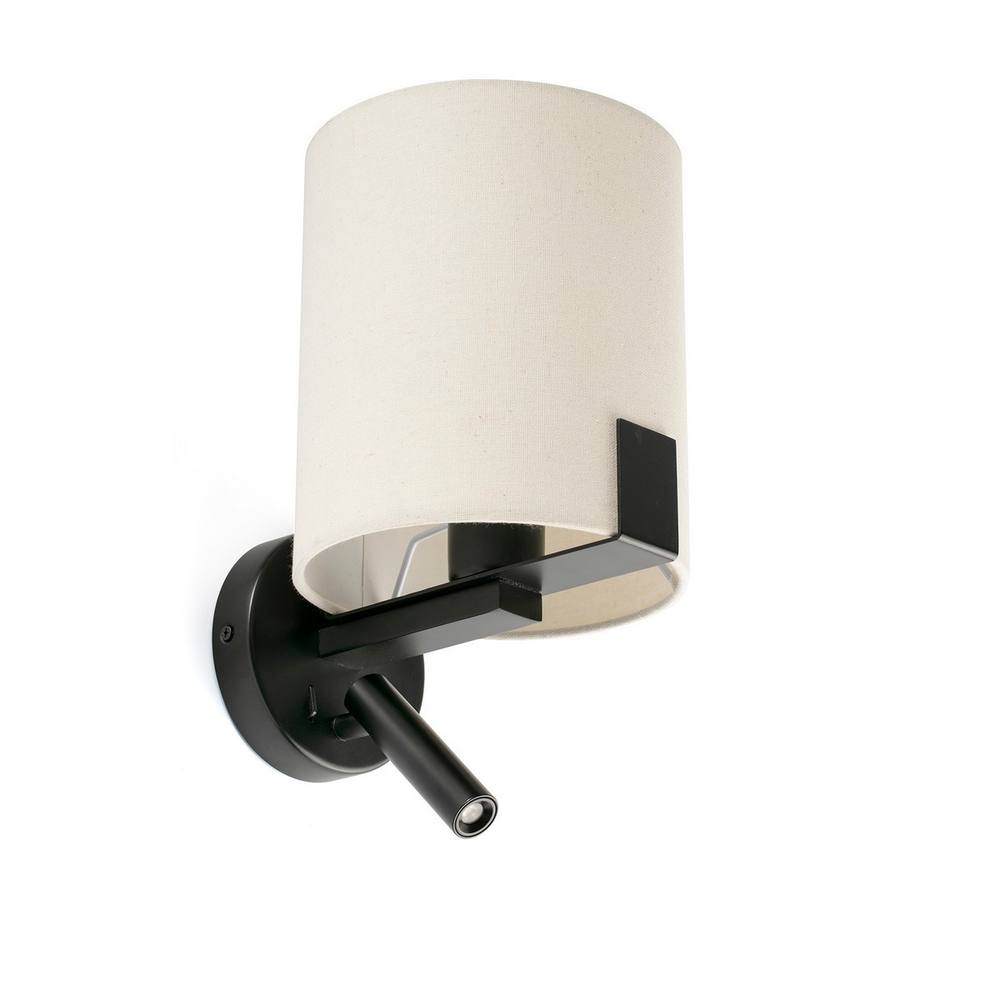 Netlighting Nila Reading Light Matt Black With Off-White Shade