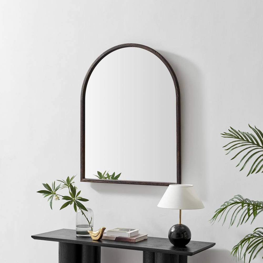 FurnitureboxUK Valerie Walnut Wood Medium 100x80cm Overmantle Arch Mirror