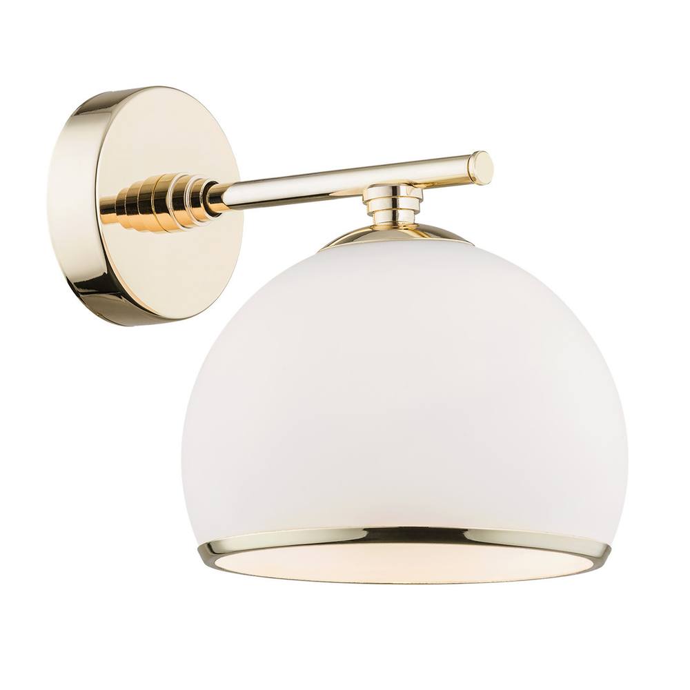 Netlighting Marbella Dome Wall Lamp Opal Matt Brass Steel in Gold