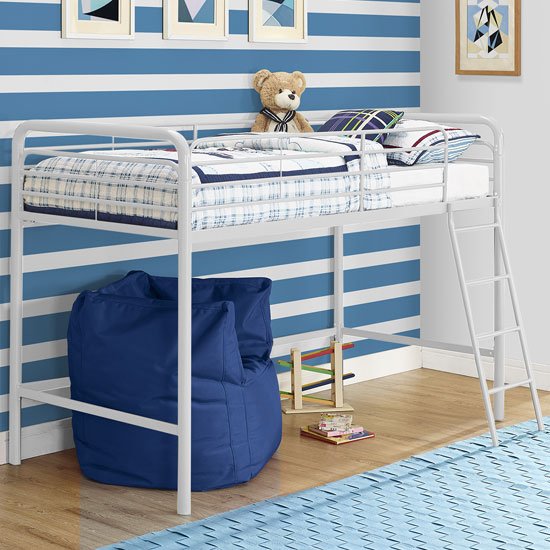 Sturdy Metal Single Midsleeper Bunk Bed In White