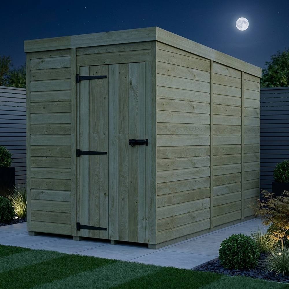 Buttercup Farm 5ft x 9ft Pent Garden Shed Single Door No Windows - Timber in Brown 3
