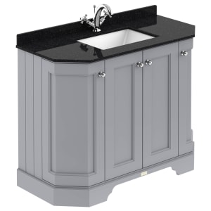 Bayswater Victrion Plummett Grey Angled Traditional Freestanding Vanity Unit & Black Marble Top Basin - 1000mm