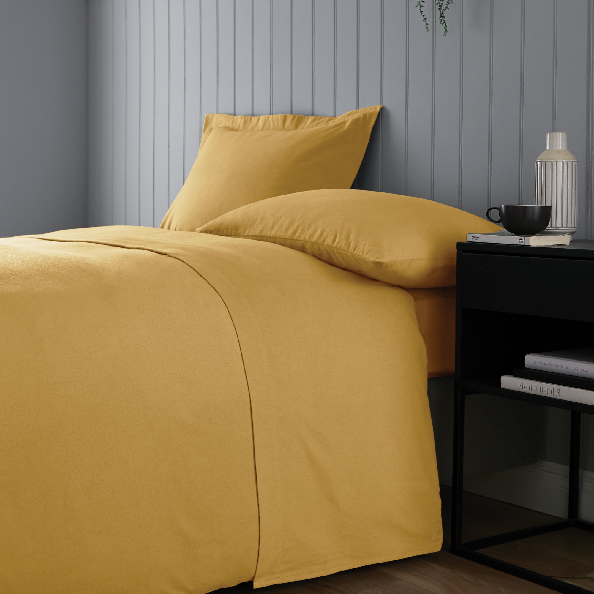 Soft & Cosy Luxury Brushed Cotton Flat Sheet Yellow