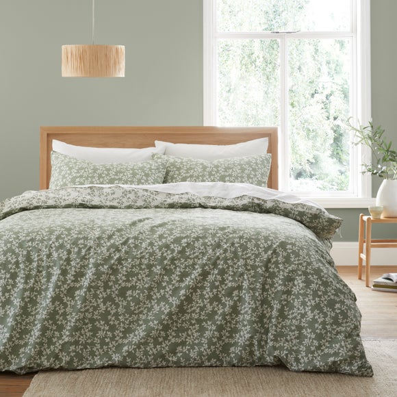 Bianca Shadow Leaves 200 Thread Count 100% Cotton Duvet Cover & Pillowcase Set
