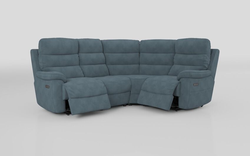 Blue Fabric Ossett 2 Corner 1 Power Sofa with Head Tilt
