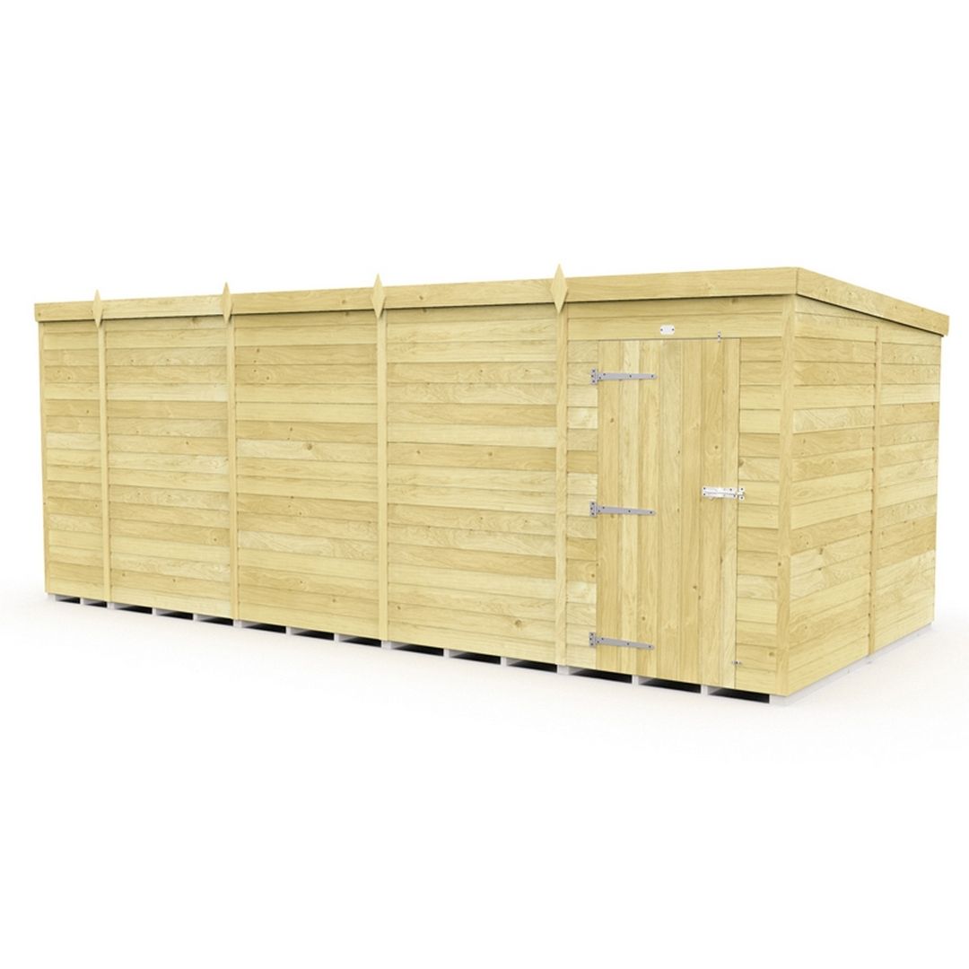 Buttercup Farm 19 x 8 Feet Pent Shed - Single Door W/O Window - L231 x W560 x H201 cm in Brown