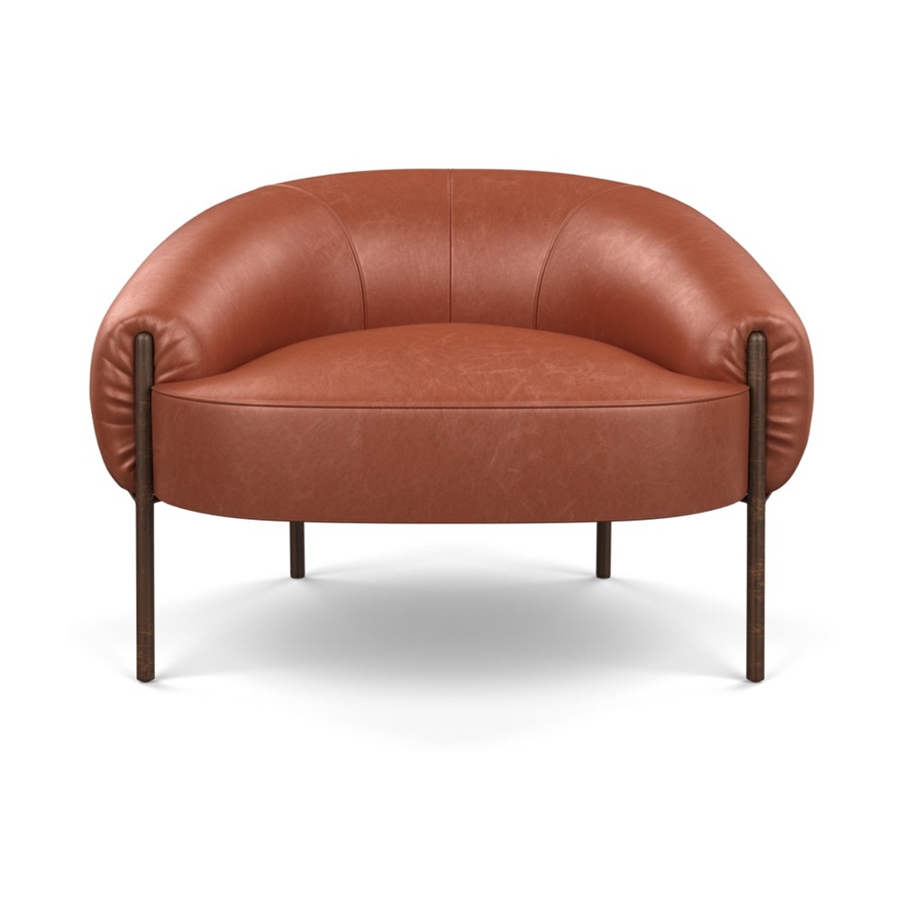 Heal's Isola Armchair Leather Stonewash Light Brown 274 Bronze Feet