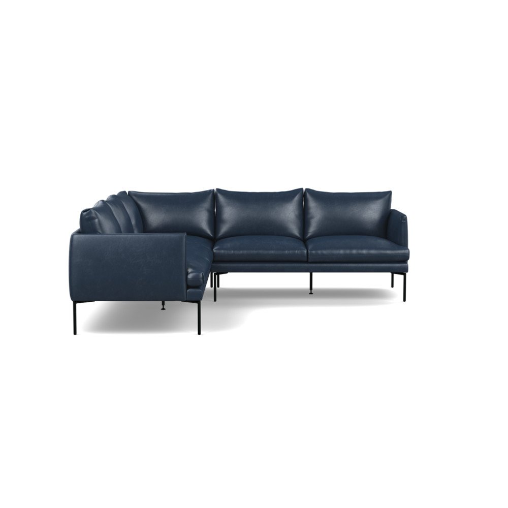 Heal's Matera Large Corner Sofa Leather Stonewash Navy Blue 279