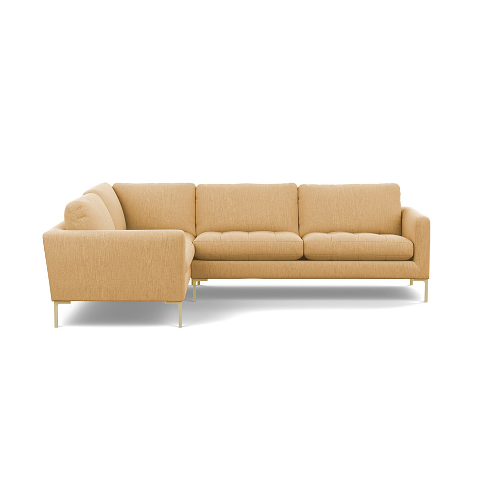 Heal's Eton Left Hand Facing Corner Sofa Smart Linen Mix Sand Brass Feet
