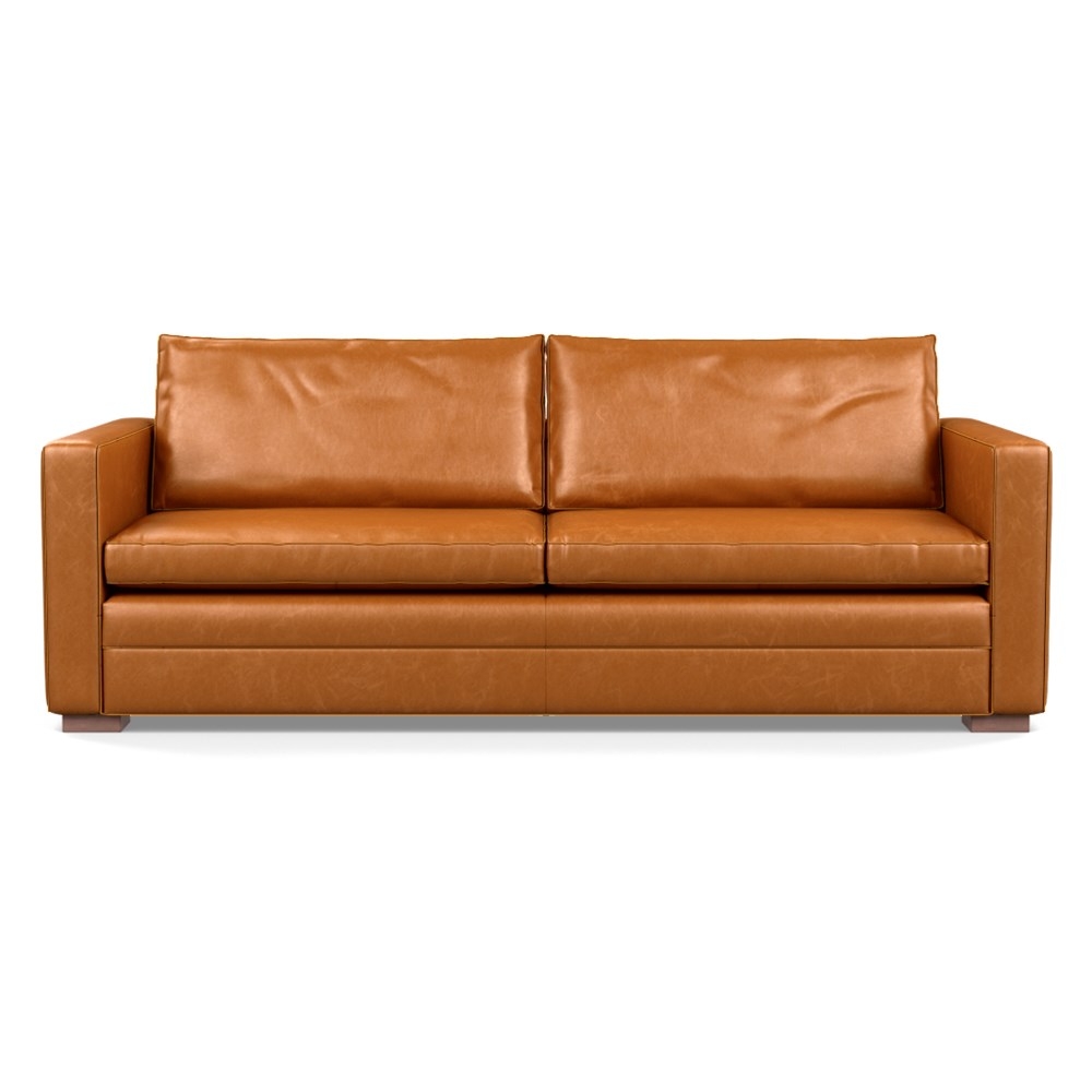 Heal's Palermo 4 Seater Sofa Stonewash Leather Toffee 277 Walnut Feet