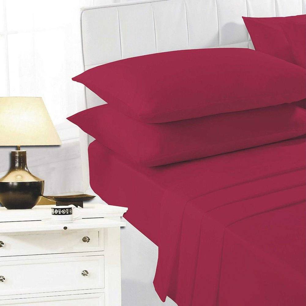 K Collection Percale Percale Fitted Sheet in Red