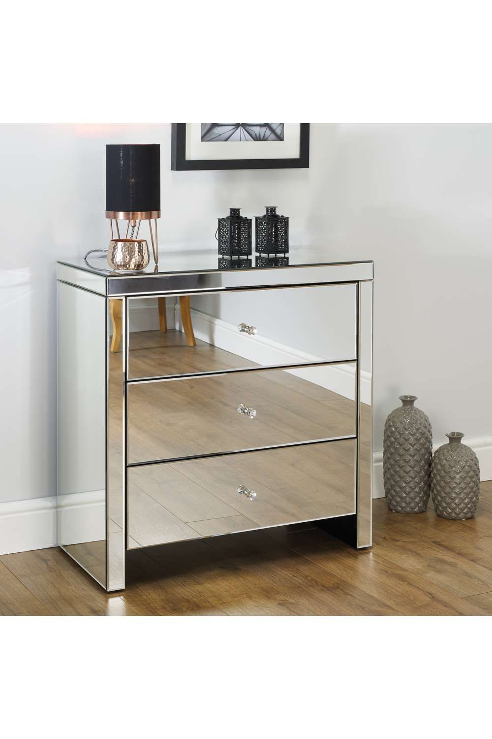 Birlea Seville 3 Drawer Chest Mirrored in Silver