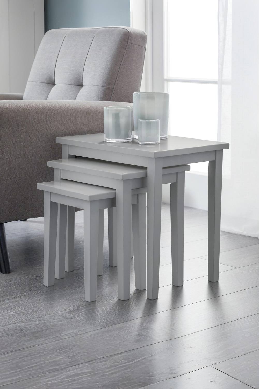 Julian Bowen Cleo Nest of 3 Side Tables in Grey