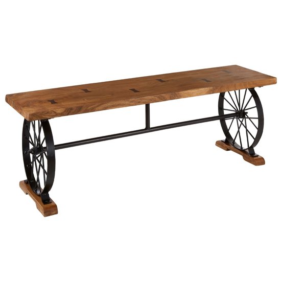 Santorini Rectangular Wooden Dining Bench In Natural