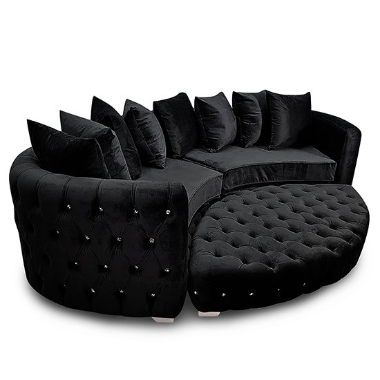 Krakow Malta Plush Velour Fabric Curved Sofa In Cosmic