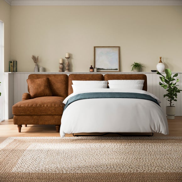 Beatrice II Relaxed Faux Leather Corner Storage Sofa Bed
