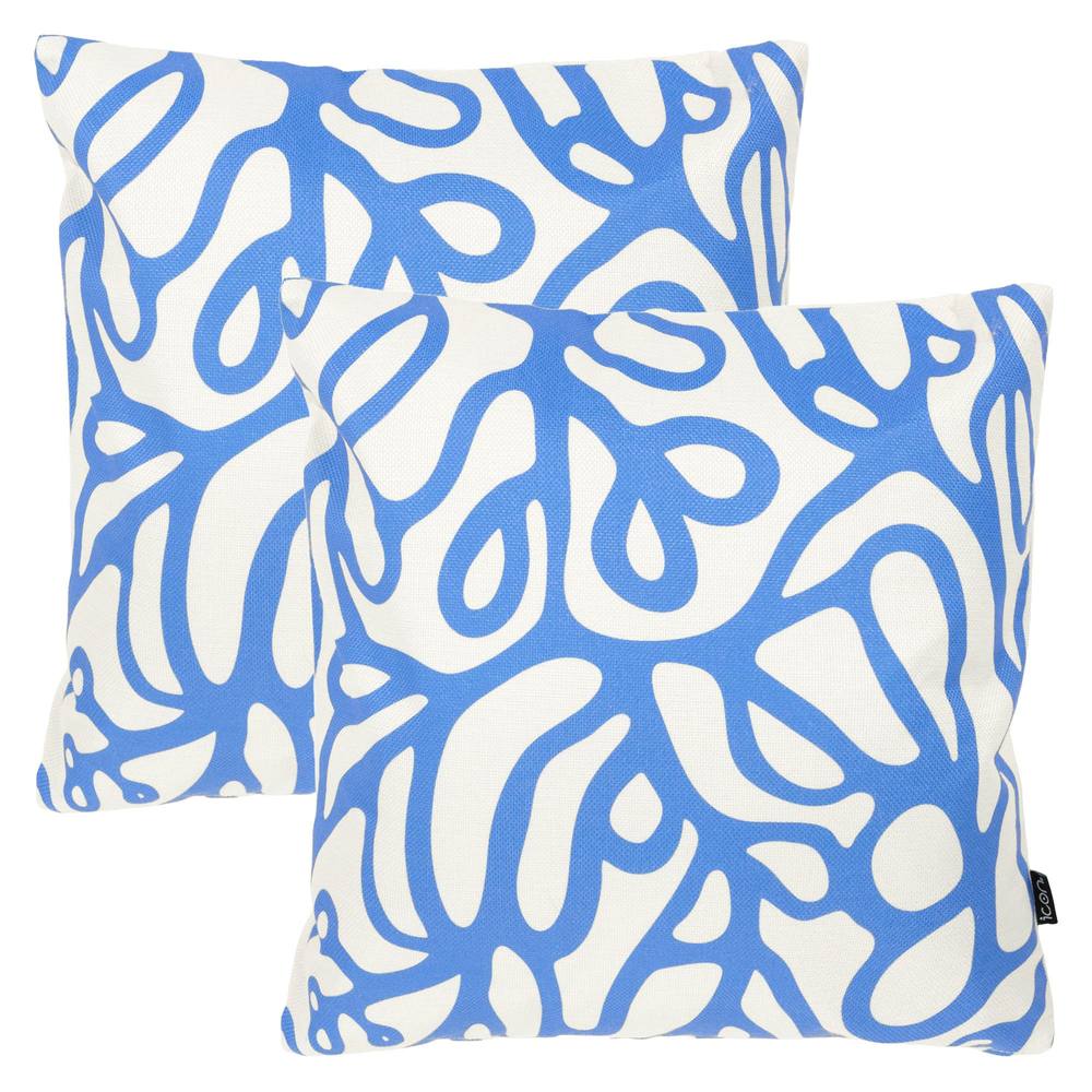 icon 2 Pack Cushion 43x43 Kyoto Fabric - Squiggle Leaf Blue