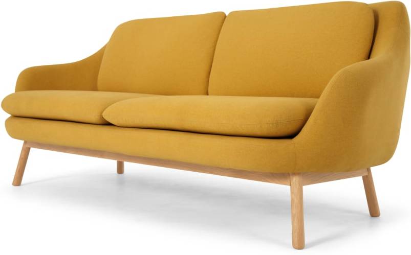 Oslo 3 Seater Sofa, Yolk Yellow with Oak Legs