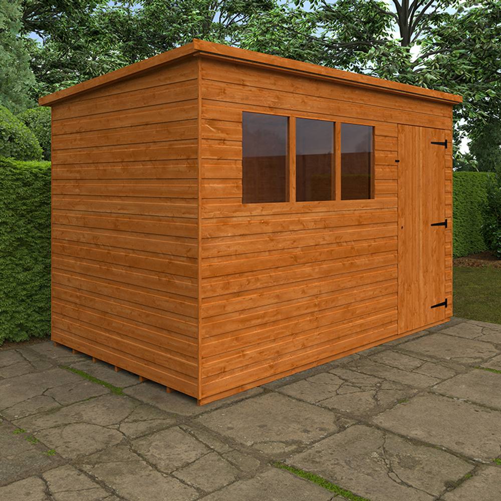 Buttercup Farm 10 x 6 Feet Super Pent 12mm Shed - Solid Wood/Softwood/Pine in Burnt Orange 2