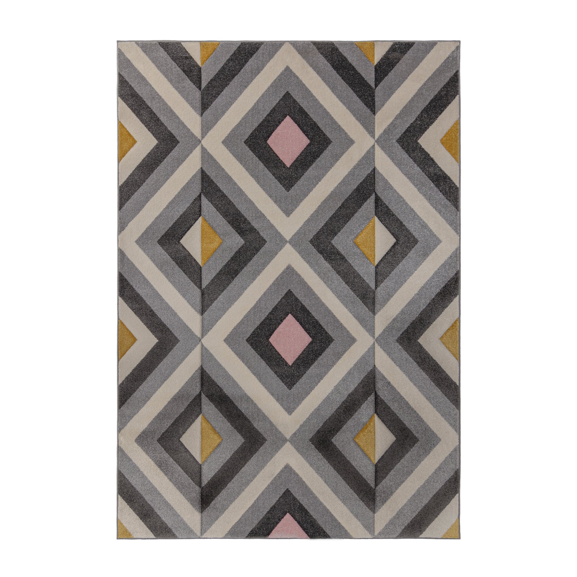 Paloma Geometric Rug Grey, Pink and Yellow