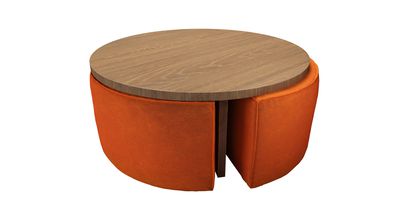 Woody Coffee Table and Nesting Stool Set in Paprika Smart Velvet - sofa.com